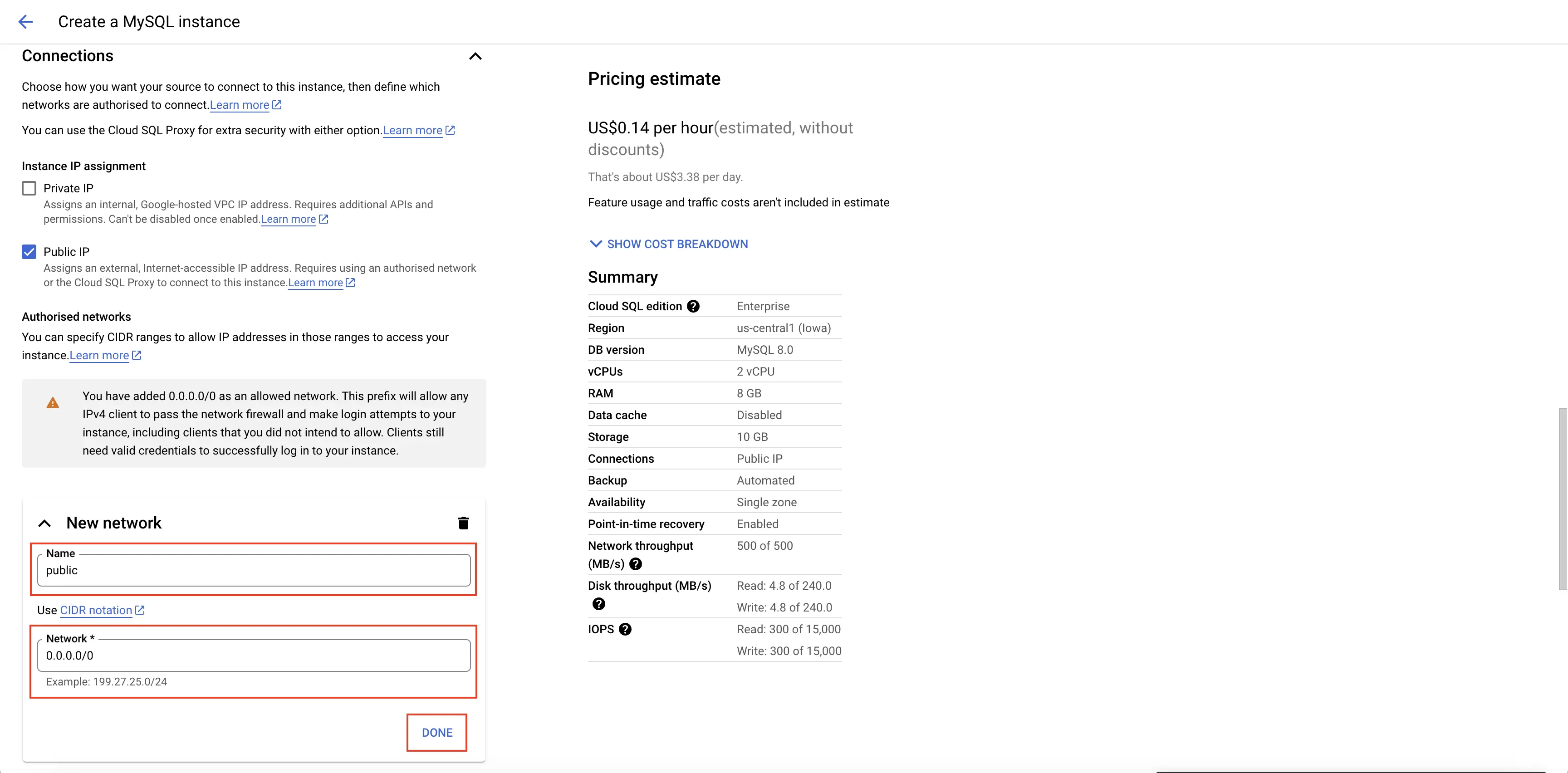 Provide Network Configuration