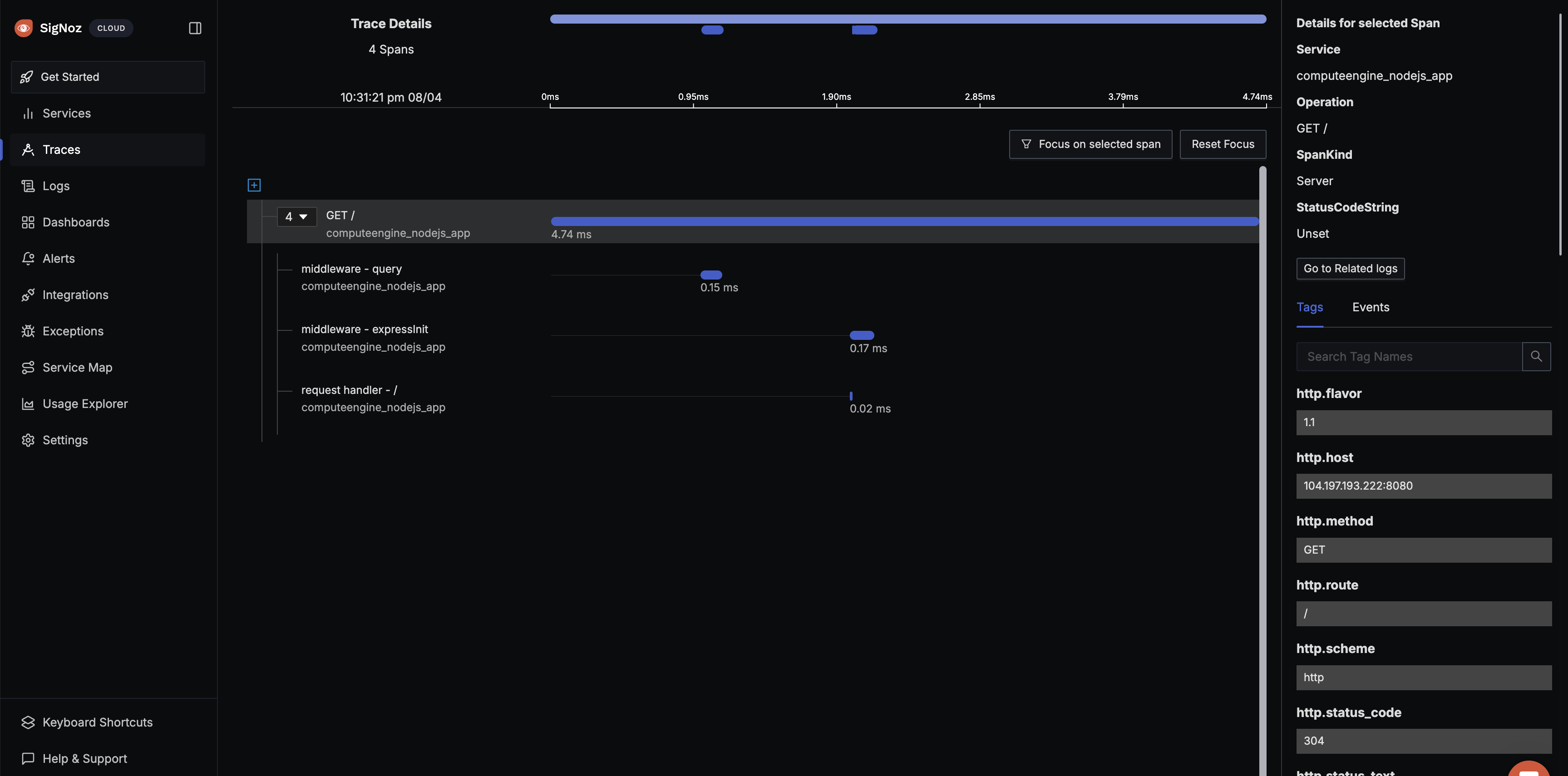 Compute Engine Detailed Trace