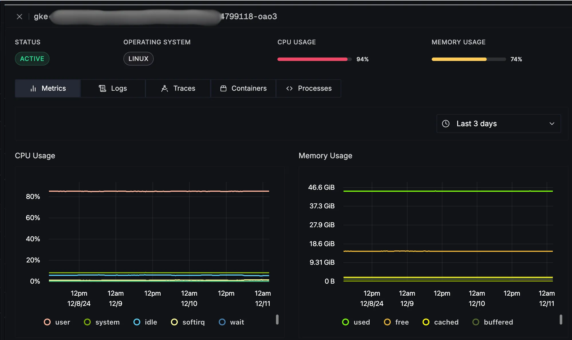 Metrics Tab