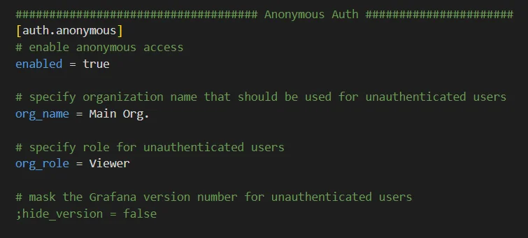 Enabling Anonymous access for Grafana Dashboard