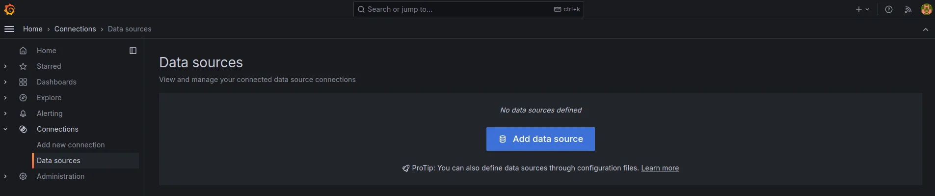 Adding a data source in Grafana